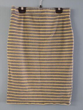 Gray and Yellow Striped Pencil Skirt - Women's Med